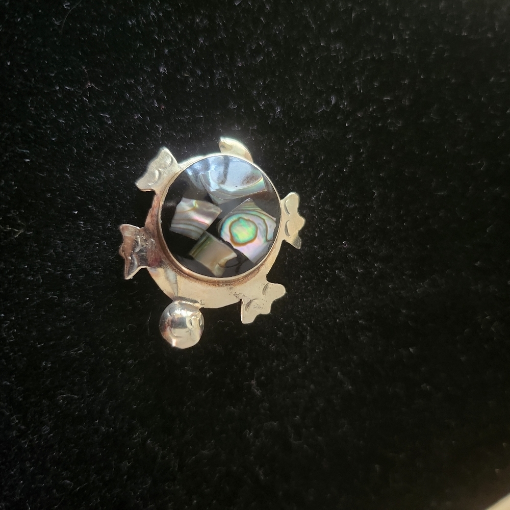 Vintage Shell Turtle Brooch made in Mexico